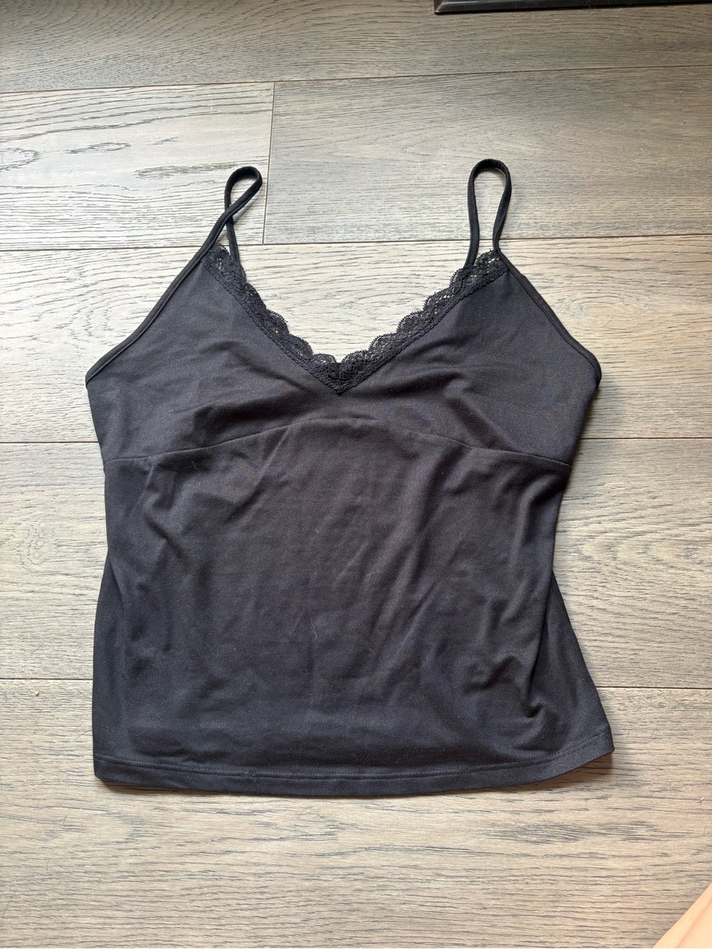 Lace-Trim Black Cami Tank Top
